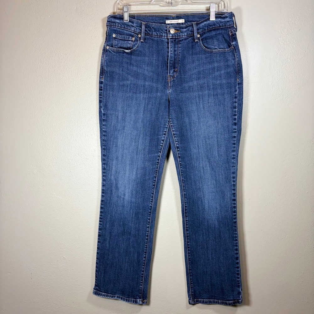 Levis 505 Straight Leg Jeans Womens 12 Medium Wash Blue Denim Pants